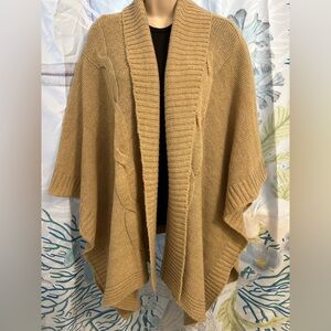 Italian Boho Knit Wrap Cardigan Shawl Camel Cozy Drape